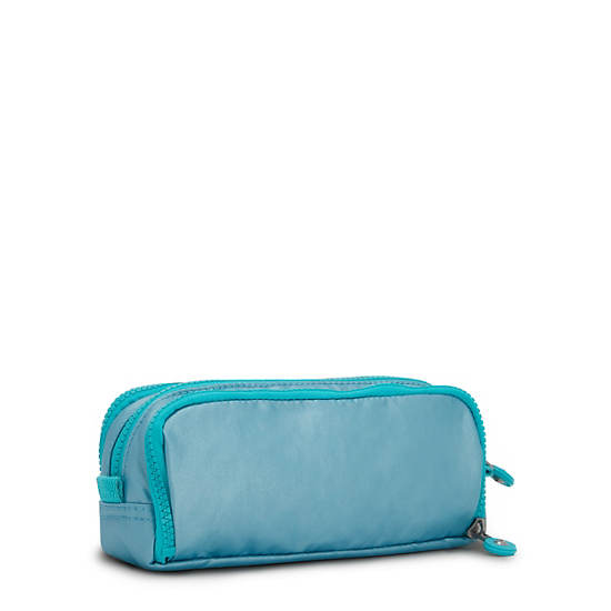 Kipling Gitroy Metallic Pencil Case Bags Natural Aqua Metallic | CA 1904KO